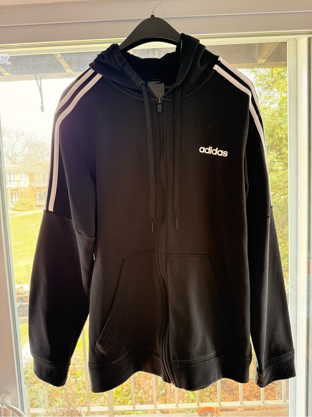 adidas Black Hoodie with White Logo